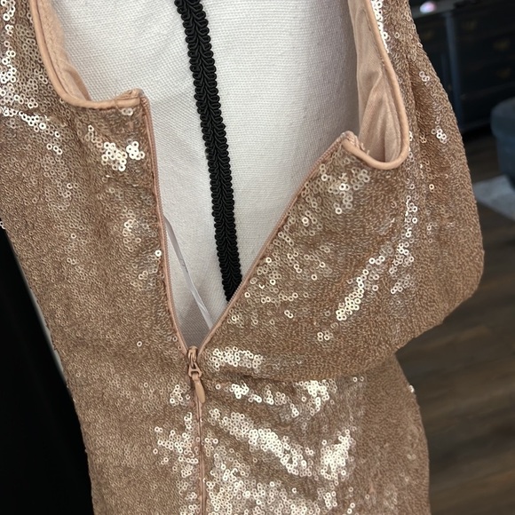 NWT, LULUS, Gold, Sequins, Low Scoop Back, Formal, Bridesmaids, Dress, S… - Picture 8 of 10